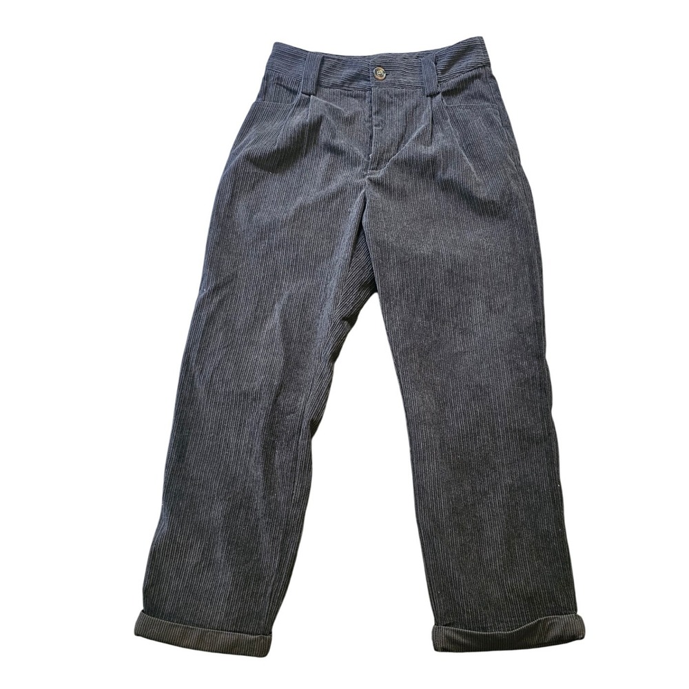 Miou Muse Corduroy Pleated High Waist Cuffed Ankle Gray Size Medium - Picture 1 of 6